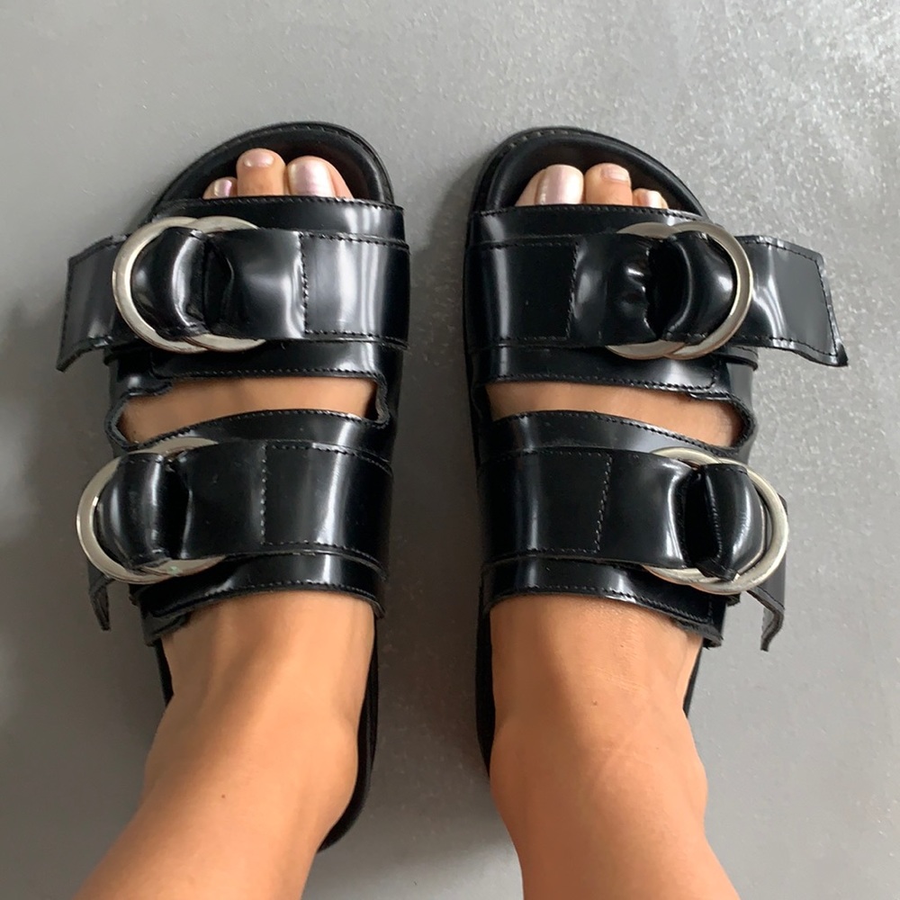 Ganni leather slides